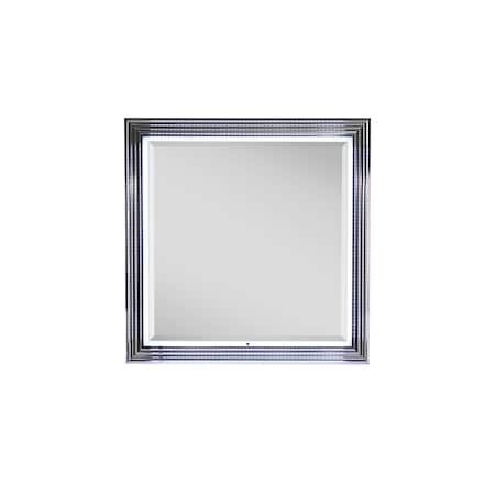 Global Furniture Usa Modern  High Gloss Ylime Smooth White Mirror With Led 2478
